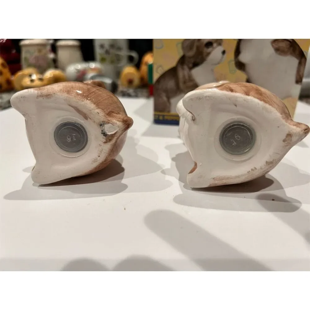Alco Ceramic Dog Figurine Salt & Pepper Shaker Set Brown 2pc - Picture 4 of 5
